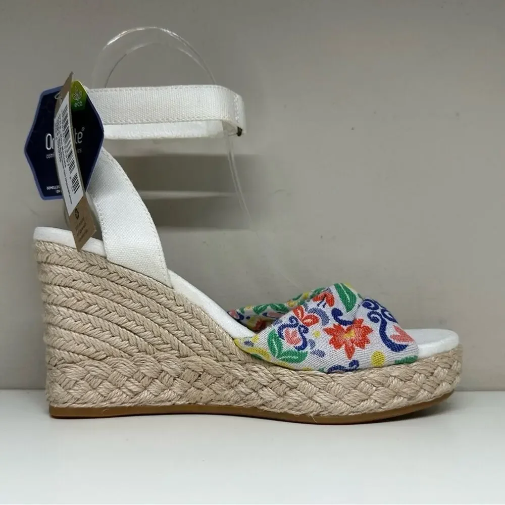 NWOB | TOMS | Marisela Wedge Sandal | White Mediterranean | Size 5